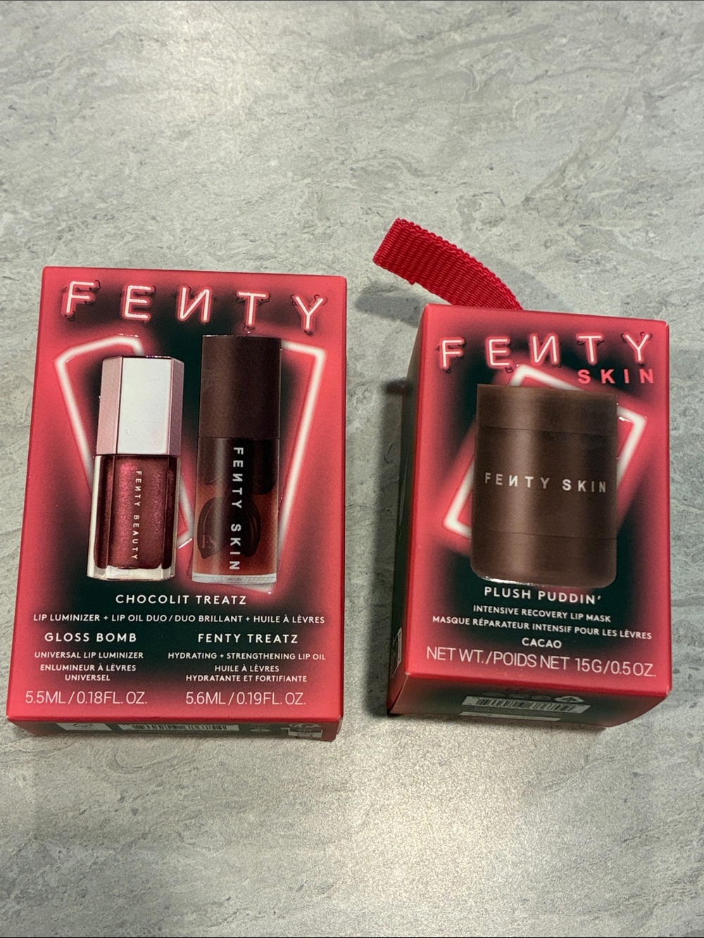 Fenty Skin Plush Puddin' Lip Mask & Gloss Set - Red Packaging